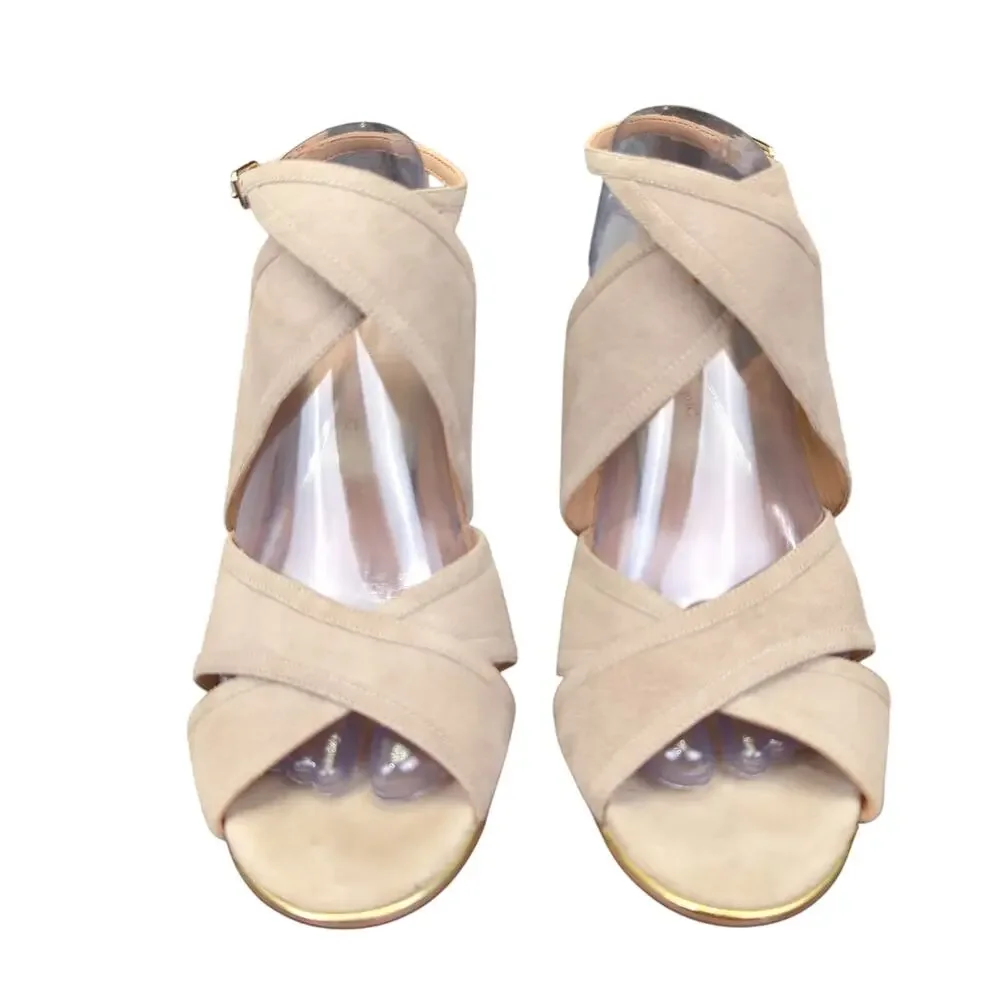 Banana Republic Jacee Suede Ankle Wrap Heels Stiletto Gladiator Women's 9.5 4-In